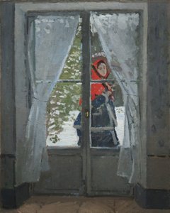 红色方巾，约1868-73年（织物上的油） 作者 克劳德·莫奈