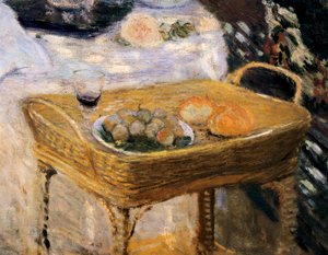 午餐，装饰面板显示了 Argenteuil 中的莫奈花园 9detail) 作者 克劳德·莫奈