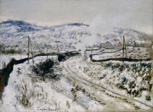 在Argenteuil雪中训练 作者 克劳德·莫奈