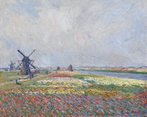 海牙附近的郁金香花田 par Monet, Claude (1840-1926).布面油画，尺寸：66x81.5 作者 克劳德·莫奈