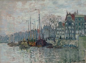 Prins Hendrikkade和Kromme Waal在阿姆斯特丹的景色，1874年 作者 Claude Monet
