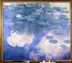 有云彩效果的睡莲，约 1914-1917 年（布面油画） 作者 克劳德·莫奈