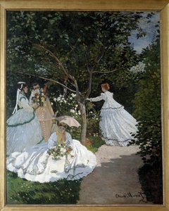 花园里的女人 Avray 市 花园里的一群年轻女性。 克劳德·莫奈 (1840-1926) 的绘画。 1867. 昏暗。 2,55 x 2,05 米。 巴黎，奥赛博物馆 作者 克劳德·莫奈