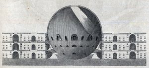 克劳德-尼古拉-勒杜（Claude Nicolas Ledoux，1736-1806）为肖克斯镇绘制的公墓平面图的横截面。