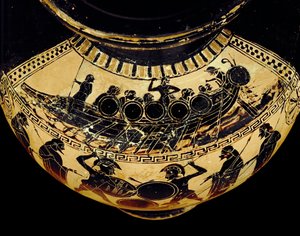 有战士、桨手和舵手的战船... 作者 克莱马科斯 克莱马科斯