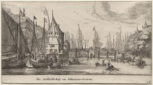 阿姆斯特丹的各种船只和景观》（Verscheÿde Schepen en Gesichten van Amstelredam），第二部分：Geldersche Quai 和 Schreiers 塔