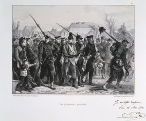 1870-1871年普法战争。普鲁士的战俘。选自克莱门特-奥古斯特-安德里厄关于国民卫队的石版画系列。