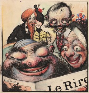 Le Rire杂志的封面设计，1896年。 作者 克莱门特·罗切尔