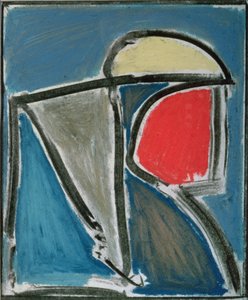 面具，1995年（蜡笔，蜡笔和木炭在纸上）