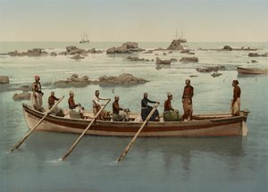 船夫，以色列雅法，c.1890-1906（彩色照片） 作者 公司照片球
