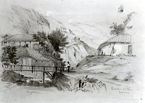 1834年，瓦尔帕莱索伯杰之家（铅笔和纸上写着）（bw照片）