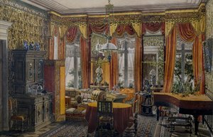 柏林客厅，康拉德·冯·穆拉尔特（Conrad von Muralt，1779-1869）水彩画 作者 康拉德·冯·穆拉特