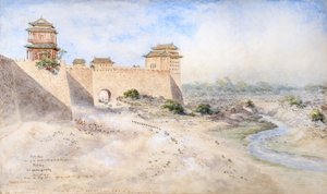 哈达门鞑靼城南门之一，北京，1879 年（水彩画）