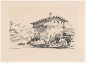 山村中的房屋和水磨坊
风景（系列标题） 作者 希尔玛·约翰内斯·贝克尔