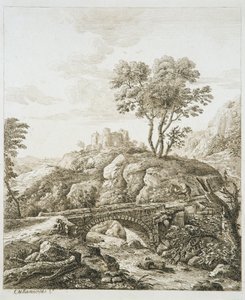 有城堡的风景（蚀刻版画，纸本）