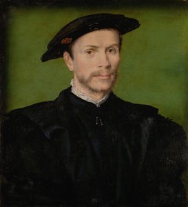 留胡子的男人的肖像黑色，约1540年（木头上的油） 作者 里昂（Corneille de Lyon）（往）