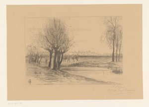 有杨柳的草甸 在泽兰（物体上的标题） 作者 Cornelia Christina Johanna van Trigt Hoevenaar（艺术家签名）