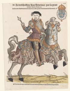 身穿铠甲骑马的法国亨利二世肖像，右侧 作者 Hans Liefrinck (I) (可能)