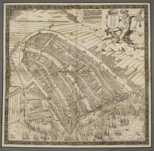 德语: Die berühmte Handelsstadt Amsterdam（阿姆斯特丹繁荣手工业城
荷兰语：De vermaerde koopstadt van Amstelredam 作者 Cornelis Anthonisz。