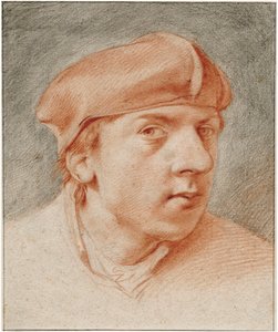 “贝雷帽自画像”（带贝雷帽的自画像）Sanguine de Cornelis Pietersz Bega（1631/2-1664）阿姆斯特丹伦勃朗故居