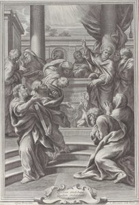 圣保罗在雅典布道，1679年。 作者 科尼利斯·布洛埃马特（Cornelis Bloemaert）
