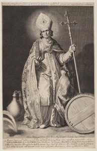 St Willibrord，图版 2，选自《乌得勒支主教》。 作者 科尼利斯·布洛埃马特（Cornelis Bloemaert）