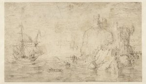 海景与岛屿附近的船只 作者 Cornelis Claesz van Wieringen（归属于）