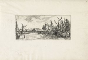 有锁的港口的视图 风景（系列名称） 作者 Cornelis Claesz van Wieringen (可能)