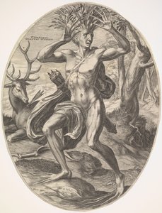 1565年，《农村神》中的Cyparissus。 作者 科尼利斯·科尔特（Cornelis Cort）