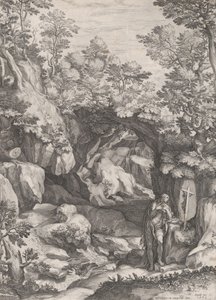 抹大拉的玛丽在旷野中忏悔，1573年。 作者 科尼利斯·科尔特（Cornelis Cort）