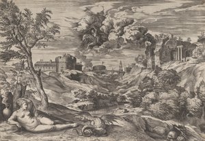 鲁吉罗救出安吉里卡，1565年。 作者 科尼利斯·科尔特（Cornelis Cort）
