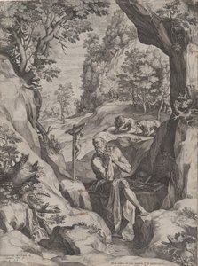 荒野中的圣杰罗姆忏悔者，1573年。 作者 科尼利斯·科尔特（Cornelis Cort）