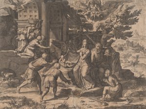 The Adoration of the Shepherds, 1569., 1569. 作者 科尼利斯·科尔特（Cornelis Cort）