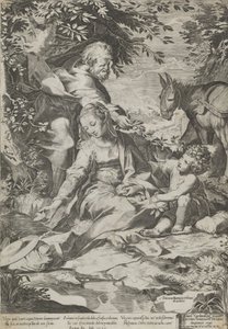 从埃及返回时的休息，1575年。 作者 科尼利斯·科尔特（Cornelis Cort）