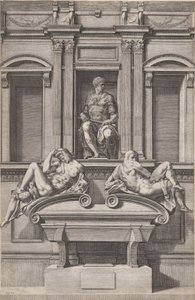 朱利亚诺-德-美第奇的坟墓，来自《美第奇的坟墓》，1570年。 作者 科尼利斯·科尔特（Cornelis Cort）