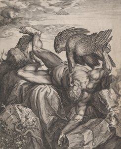 蒂特乌斯在地狱中受罚，1566年。 作者 科尼利斯·科尔特（Cornelis Cort）