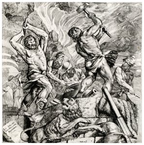 火神锻造，16世纪，1937年 作者 科尼利斯·科尔特（Cornelis Cort）