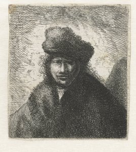 戴着倾斜毛皮帽的自画像：半身像 作者 Cornelis Dankerts (I) (可能)