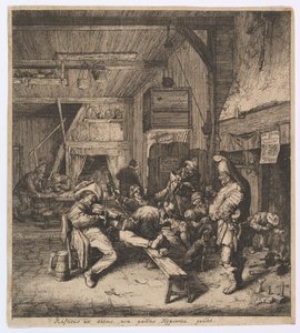 坐在旅馆的小提琴演奏者，1685年。 作者 科尼利斯·杜萨特