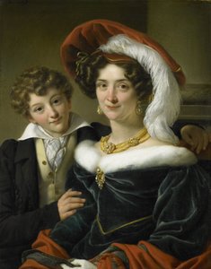 鲁道夫娜·威廉明娜·伊丽莎白·德·斯图勒 (Rudolphina Wilhelmina Elizabeth de Sturler)（1798-1873 年），约翰内斯·范登博斯伯爵的第二任妻子及其儿子理查德·列文哈特 (Richard Leeuwenhart) 作者 Cornelis Kruseman (attributed to workshop of)