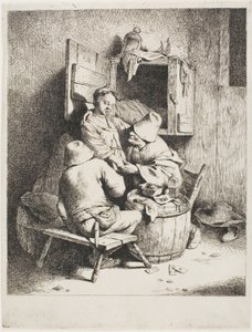 男子抚摸年轻的女主人 作者 Cornelis Pietersz。贝加