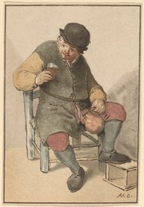 坐着的农民与水壶，约1763年。