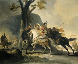 亚历山大大帝在格拉尼库斯河战役中对抗波斯人 作者 Cornelis Troost