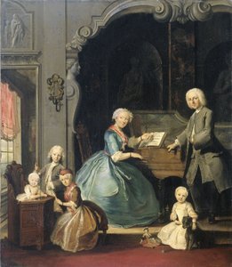 1739年在大键琴附近的家庭小组 作者 Cornelis Troost