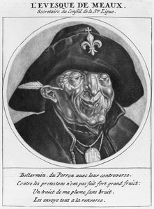 Bossuet的新教徒漫画，莫城的主教，联盟的英雄或路易十四领导的游行monacal的插图，用于皈依他的王国巴黎的新教徒， 作者 Cornelis和Gole，Jacob Dusart