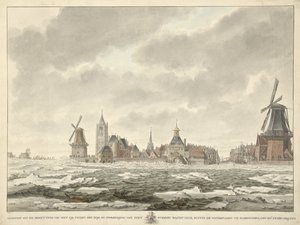 1799 年 2 月 20 日戈林赫姆水港外冰面被占领的景象 作者 科内利斯·德容克
