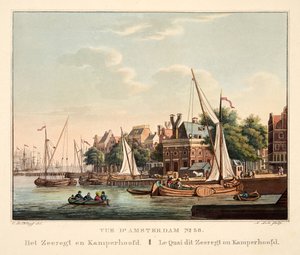 Vue d&39;Amsterdam No.36。 Het Zeeregt和Kamperhoofd。 Le Quai这个Zeeregt ou Kamperhoofd。 Le Quai dit Zeeregt ou Kamperhoofd，1825年（手工雕刻）