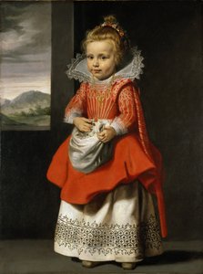 艺术家的女儿马格达莱纳-德-沃斯的肖像，约1623-24（布面油画）。