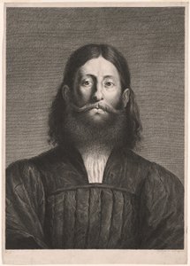 大胡子肖像》（所谓的乔尔乔内肖像），选自 Cabinet Reynst；《Variarum imaginum a celeberrimis artificibus pictarum Caelaturae》（Cabinet Reynst：著名艺术家绘制的各种图像的雕刻作品） 作者 科尼利斯·范·达伦二世