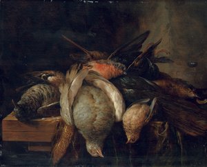 壁架上的死鸟，1651年 作者 科尼利斯·范·莱林伯格
